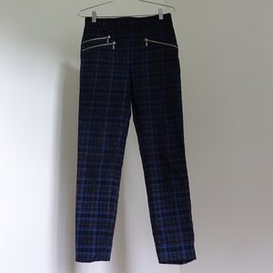 Joseph Ribkoff Blue Black Plaid Pants Stretchy Size 6